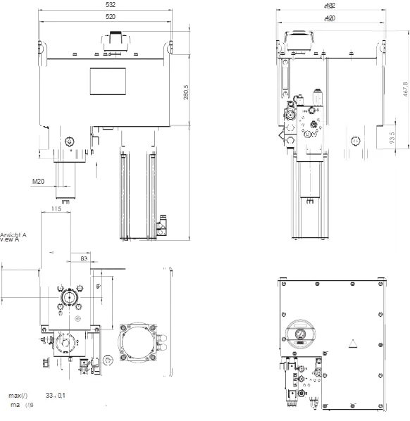 Installation drawings of ePrAX®control15 - left